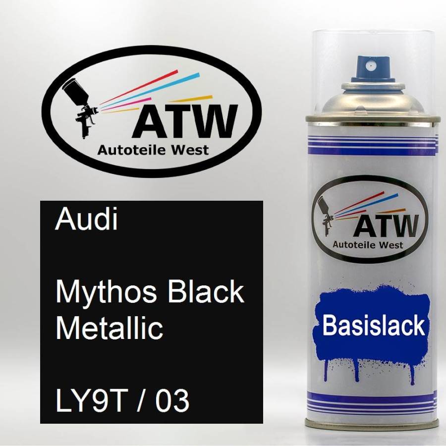 Audi, Mythos Black Metallic, LY9T / 03: 400ml Sprühdose, von ATW Autoteile West.